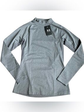 Under Armour Cold Gear Gray Womens NWT Mock Neck Long Sleeve Compression Shirt M